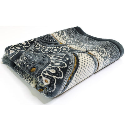 Modefa Prayer Rug Double Plush Wide Islamic Prayer Rug - Paisley Slate Blue