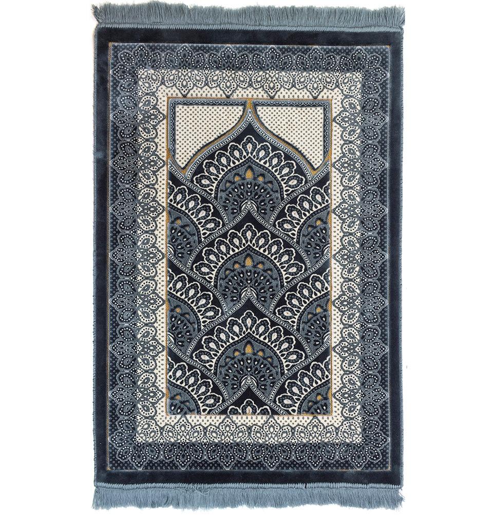 Modefa Prayer Rug Double Plush Wide Islamic Prayer Rug - Paisley Slate Blue