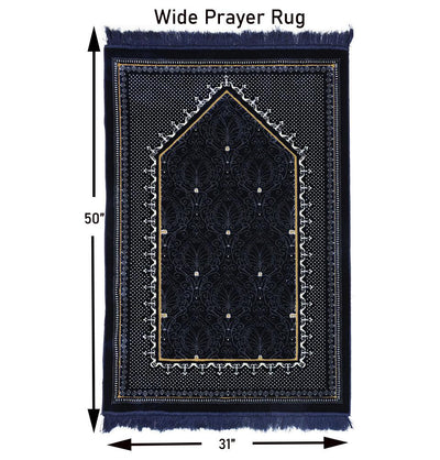 Modefa Prayer Rug Double Plush Wide Islamic Prayer Rug Topkapi - Blue