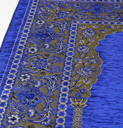 Embroidered Islamic Prayer Mat Gift Box Set with Prayer Beads - Blue