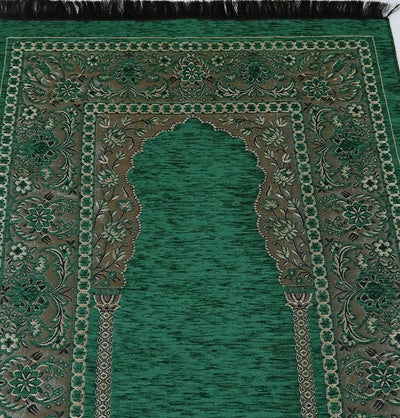 Embroidered Islamic Prayer Mat Gift Box Set with Prayer Beads - Green