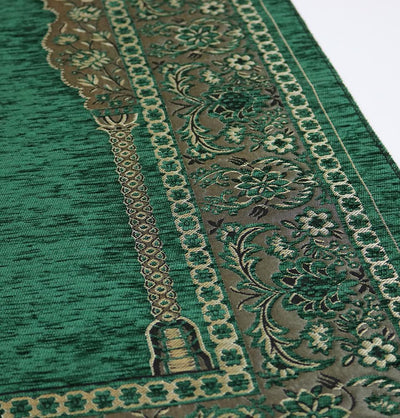 Embroidered Islamic Prayer Mat Gift Box Set with Prayer Beads - Green