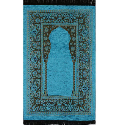 Embroidered Islamic Prayer Mat Gift Box Set with Prayer Beads - Turquoise