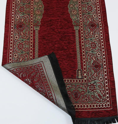 Embroidered Islamic Prayer Mat - Red