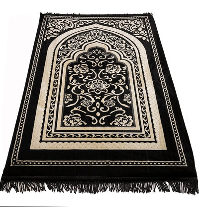 Modefa Prayer Rug Floral Arch Black Foam Prayer Rug - Double Plush Floral Arch Black