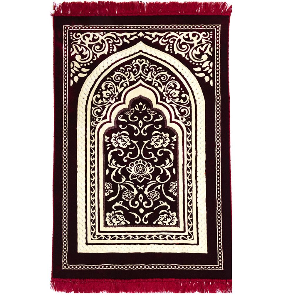 Modefa Prayer Rug Floral Arch - Red Double Plush Wide Islamic Prayer Rug - Floral Arch Red