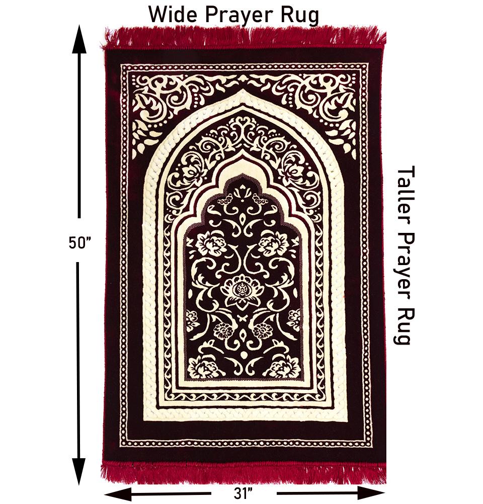 Modefa Prayer Rug Floral Arch - Red Double Plush Wide Islamic Prayer Rug - Floral Arch Red