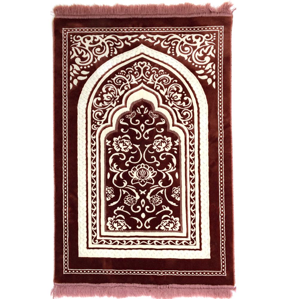 Modefa Prayer Rug Floral Arch - Rose Pink Double Plush Wide Islamic Prayer Rug - Floral Arch Rose Pink