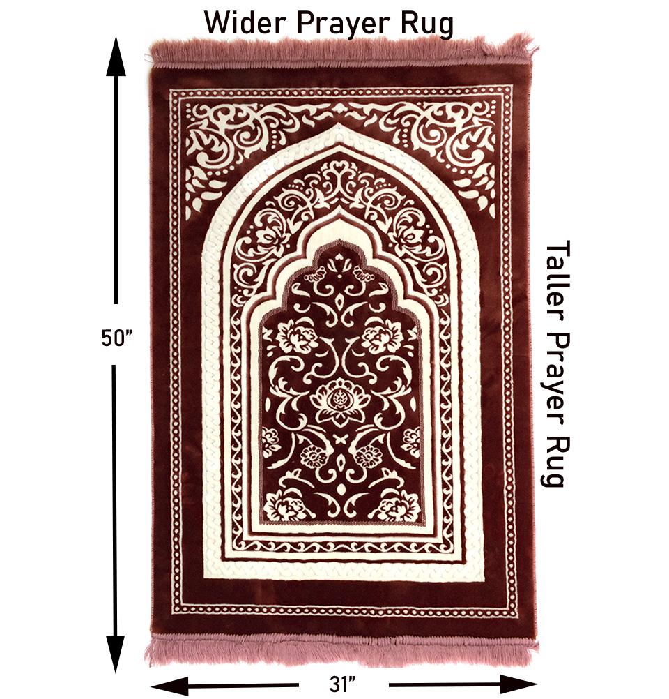 Modefa Prayer Rug Floral Arch - Rose Pink Double Plush Wide Islamic Prayer Rug - Floral Arch Rose Pink