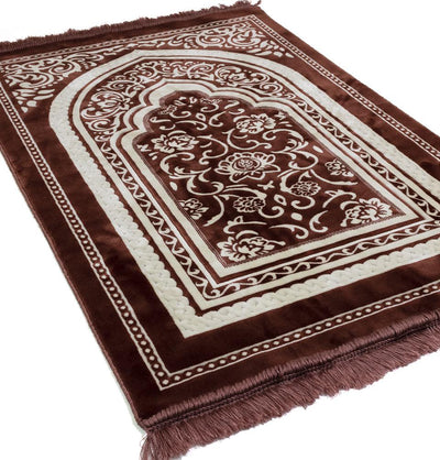 Modefa Prayer Rug Floral Arch - Rose Pink Double Plush Wide Islamic Prayer Rug - Floral Arch Rose Pink