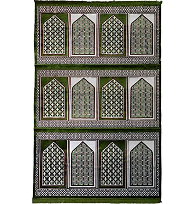 Modefa Prayer Rug Geometric Green Wide 12 Person Masjid Islamic Prayer Rug - Geometric Green