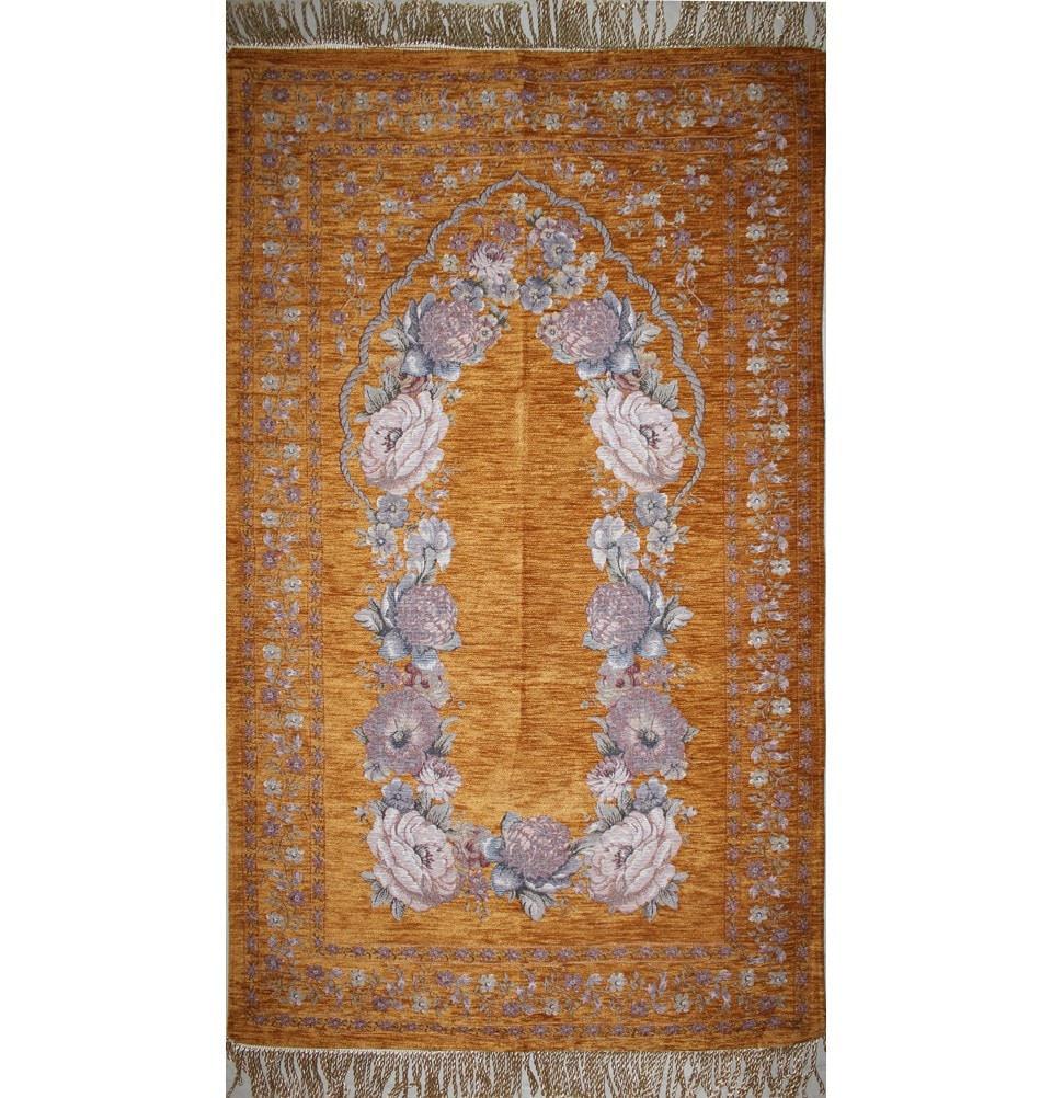 Modefa Prayer Rug Chenille Embroidered Gold Rose Islamic Prayer Mat with Storage Bag - Modefa 