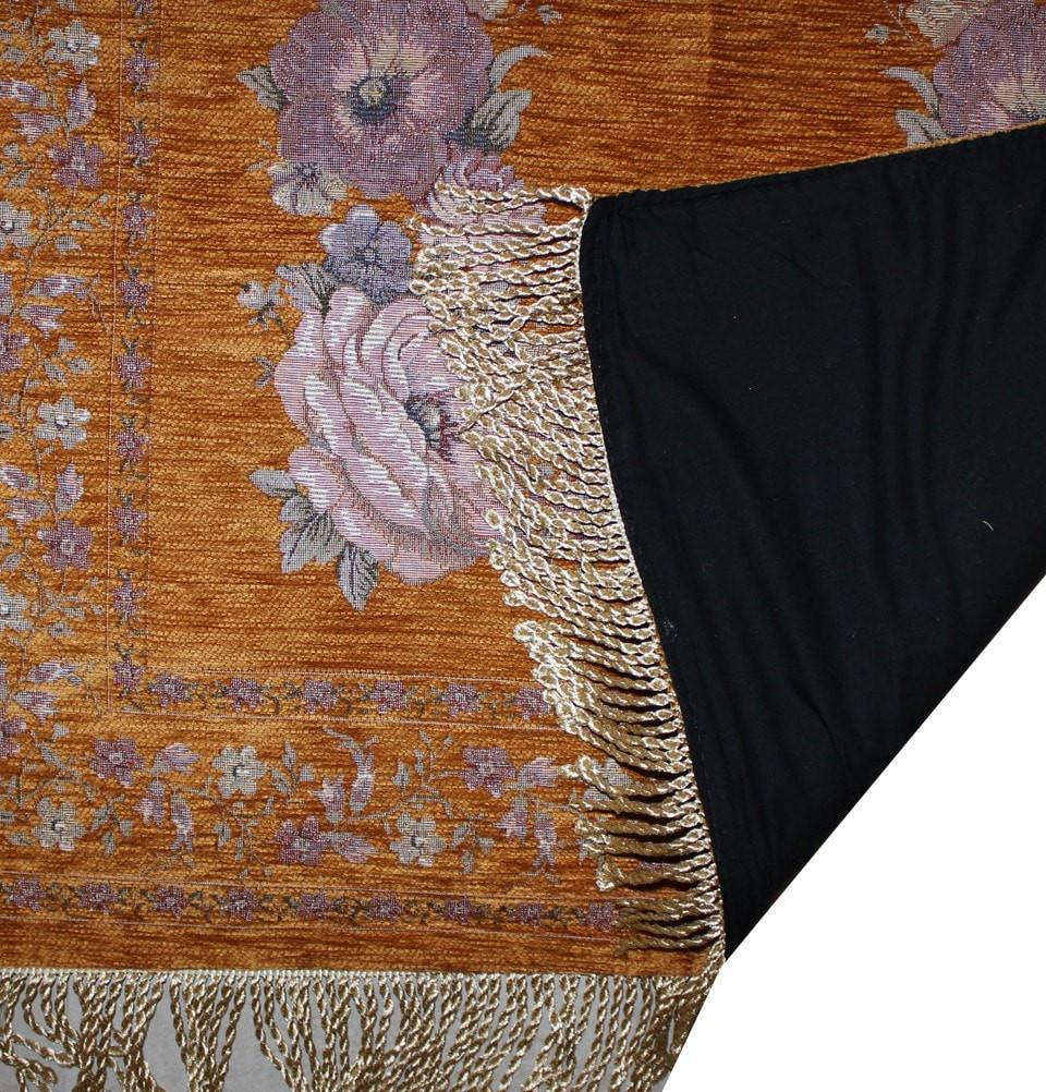 Modefa Prayer Rug Chenille Embroidered Gold Rose Islamic Prayer Mat with Storage Bag - Modefa 