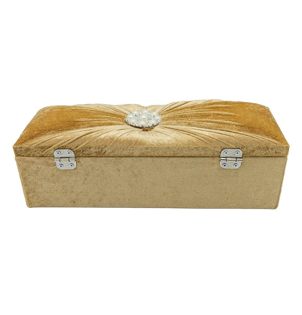 Modefa Prayer Rug Gold Keepsake Velvet Gift Set with| Luxury Winter Rose Prayer Rug & Tesbih - Gold