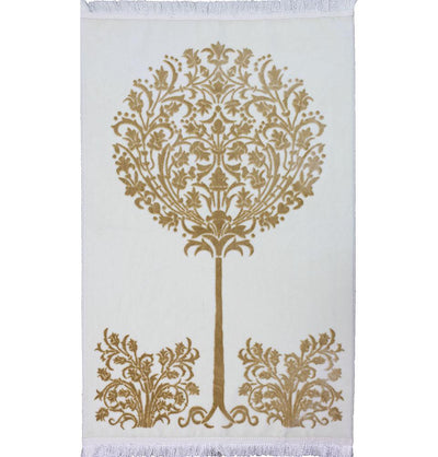 Modefa Prayer Rug Gold Luxury Velvet Islamic Prayer Rug | Tree of Jannah - Gold