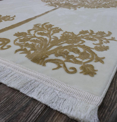 Modefa Prayer Rug Gold Luxury Velvet Islamic Prayer Rug | Tree of Jannah - Gold