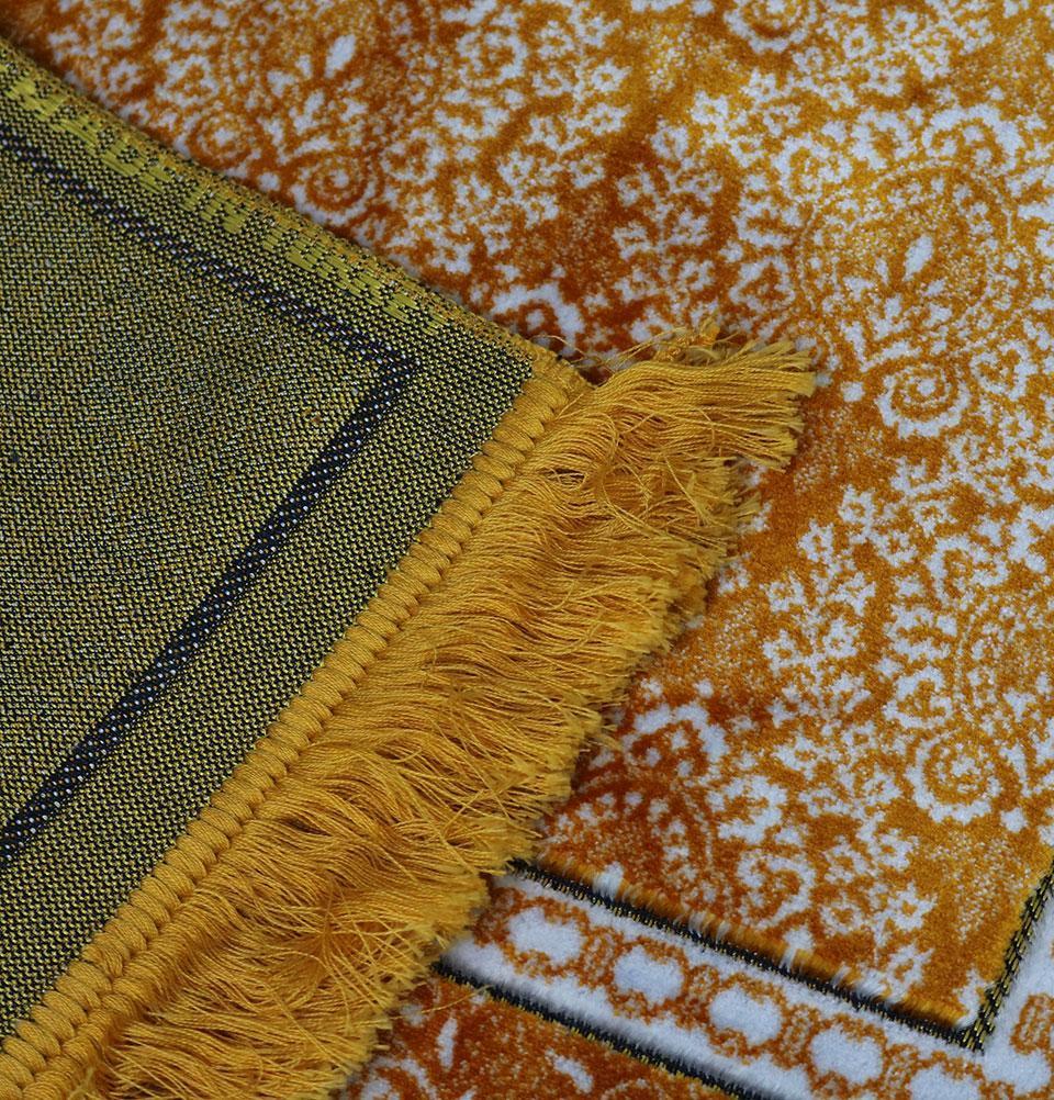 Modefa Prayer Rug Gold Plush Ipek Islamic Prayer Rug Gold