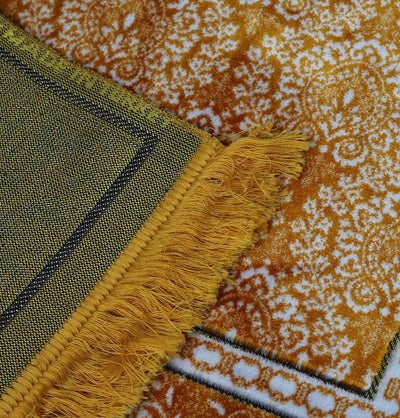 Modefa Prayer Rug Gold Plush Ipek Islamic Prayer Rug Gold