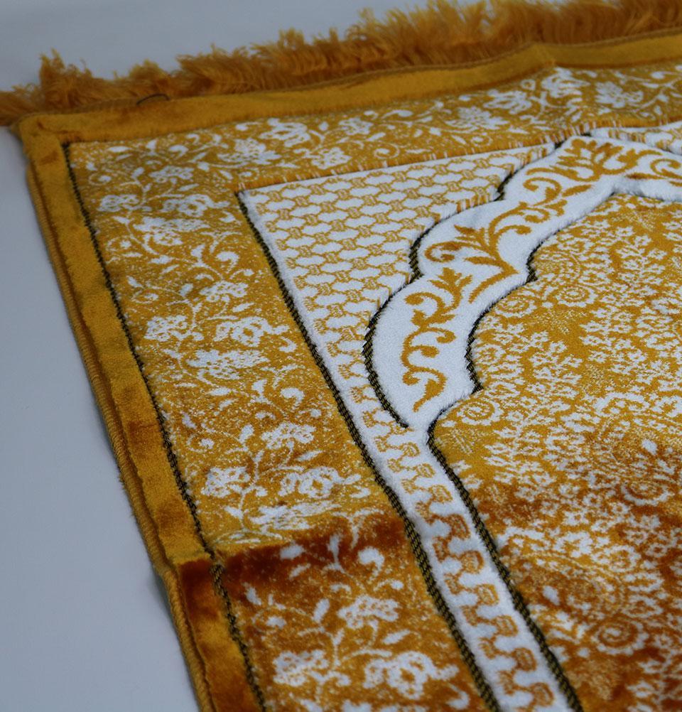 Modefa Prayer Rug Gold Plush Ipek Islamic Prayer Rug Gold