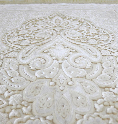 Modefa Prayer Rug Golden Ivory Luxury Velvet Islamic Prayer Rug Paisley - Golden Ivory