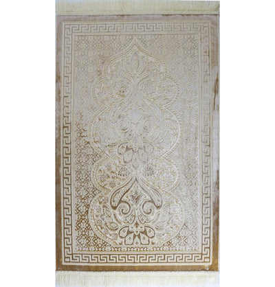 Modefa Prayer Rug Golden Ivory Luxury Velvet Islamic Prayer Rug Paisley - Golden Ivory