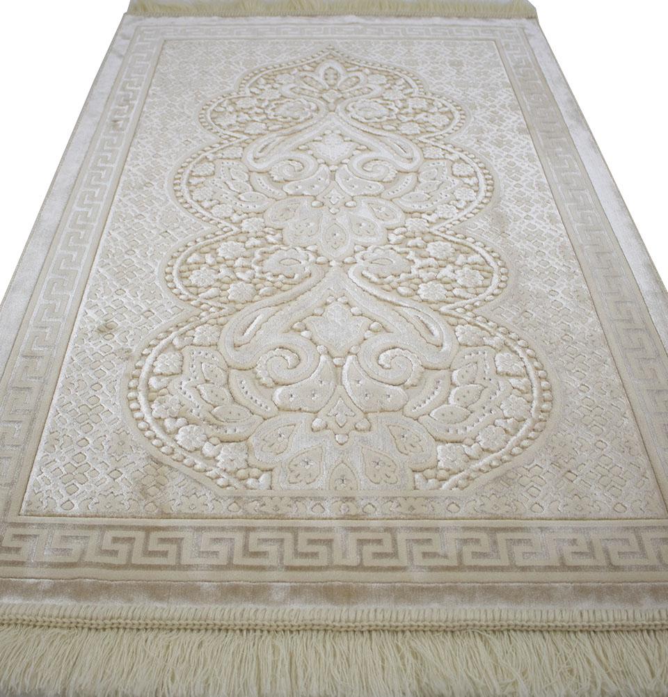 Modefa Prayer Rug Golden Ivory Luxury Velvet Islamic Prayer Rug Paisley - Golden Ivory
