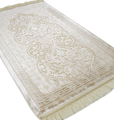 Modefa Prayer Rug Golden Ivory Luxury Velvet Islamic Prayer Rug Paisley - Golden Ivory