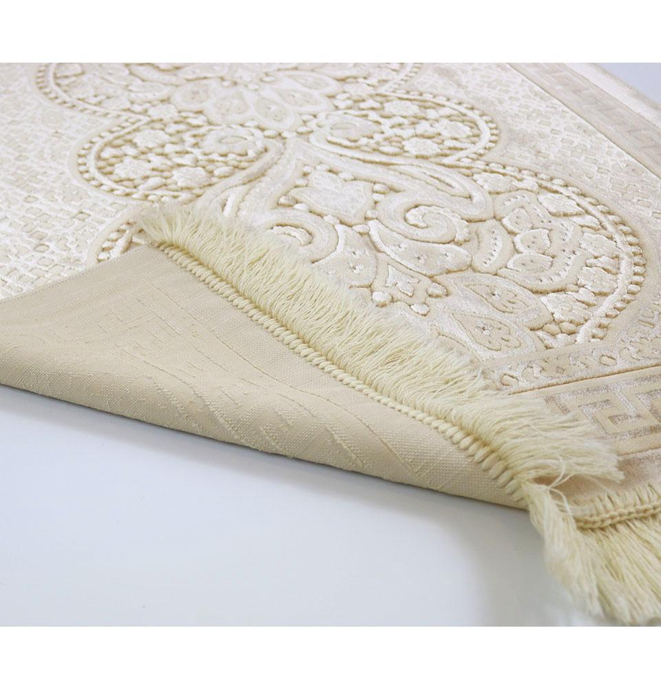 Modefa Prayer Rug Golden Ivory Luxury Velvet Islamic Prayer Rug Paisley - Golden Ivory
