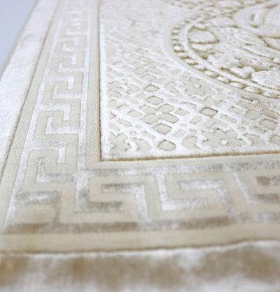 Modefa Prayer Rug Golden Ivory Luxury Velvet Islamic Prayer Rug Paisley - Golden Ivory