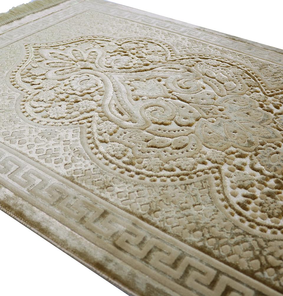 Luxury Velvet Islamic Prayer Rug Paisley - Golden Yellow