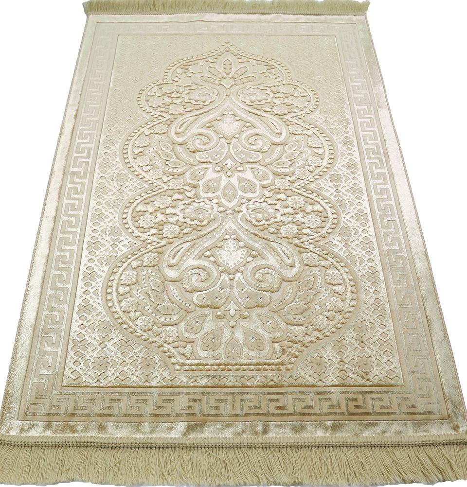Luxury Velvet Islamic Prayer Rug Paisley - Golden Yellow