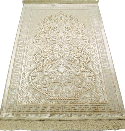 Modefa Prayer Rug Golden Yellow Luxury Velvet Islamic Prayer Rug Paisley - Golden Yellow