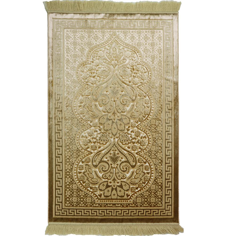 Modefa Prayer Rug Golden Yellow Luxury Velvet Islamic Prayer Rug Paisley - Golden Yellow