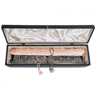 Modefa Prayer Rug Gray Long Keepsake Velvet Gift Case | 5 Piece Set | Luxury Prayer Rugs & Crystal Cut Tesbih - Gray