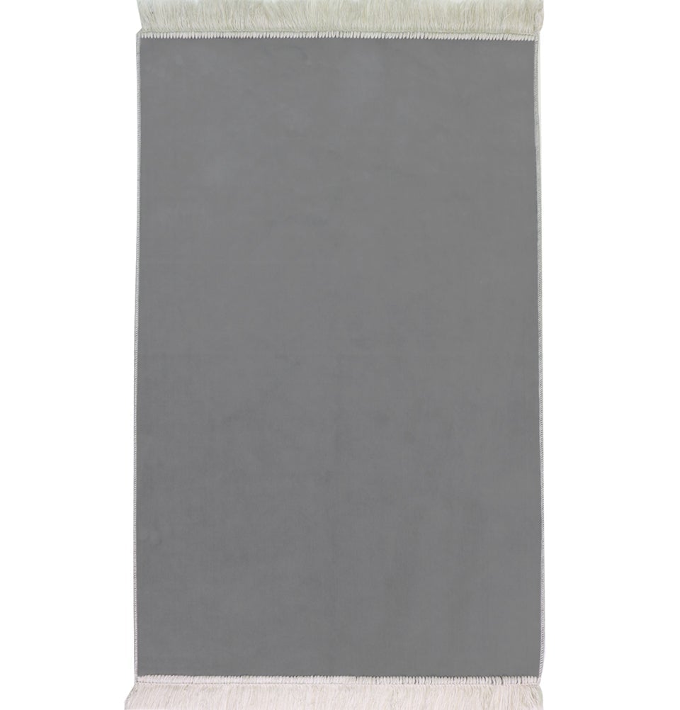 Solid Simple Velvet Islamic Prayer Rug - Gray