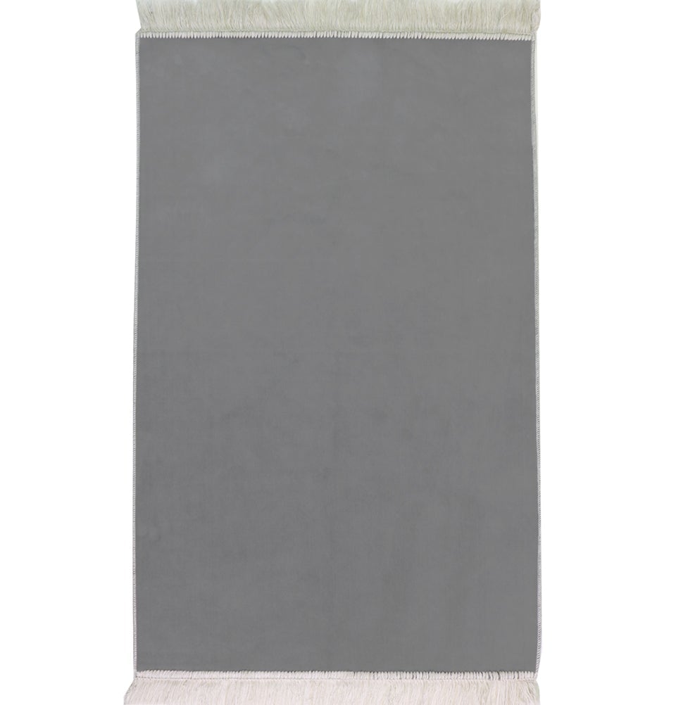 Modefa Prayer Rug Gray Solid Simple Velvet Islamic Prayer Rug - Gray