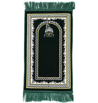 Modefa Prayer Rug Green #2 Child Velvet Islamic Prayer Rug - Green Mosque Dome