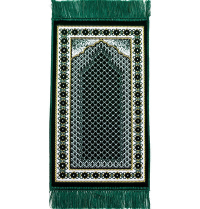 Modefa Prayer Rug Green #2 Child Velvet Islamic Prayer Rug - Green Vine