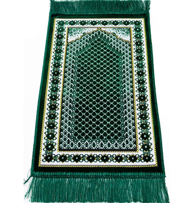 Modefa Prayer Rug Green #2 Child Velvet Islamic Prayer Rug - Green Vine