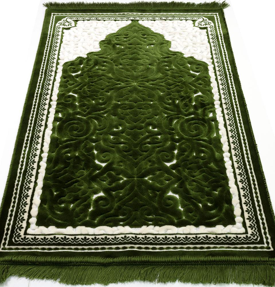 Modefa Prayer Rug Green #2 Plush Velvet Islamic Prayer Rug Sina - Green #2