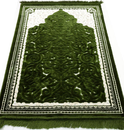 Modefa Prayer Rug Green #2 Plush Velvet Islamic Prayer Rug Sina - Green #2