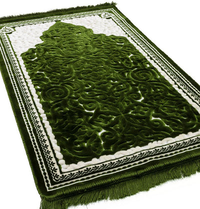 Modefa Prayer Rug Green #2 Plush Velvet Islamic Prayer Rug Sina - Green #2