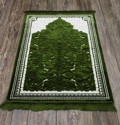 Modefa Prayer Rug Green #2 Plush Velvet Islamic Prayer Rug Sina - Green #2