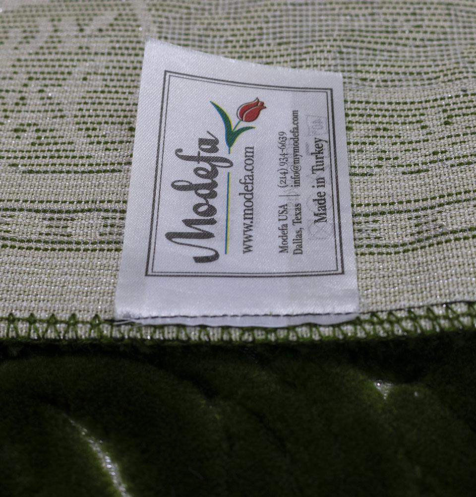 Modefa Prayer Rug Green #2 Plush Velvet Islamic Prayer Rug Sina - Green #2