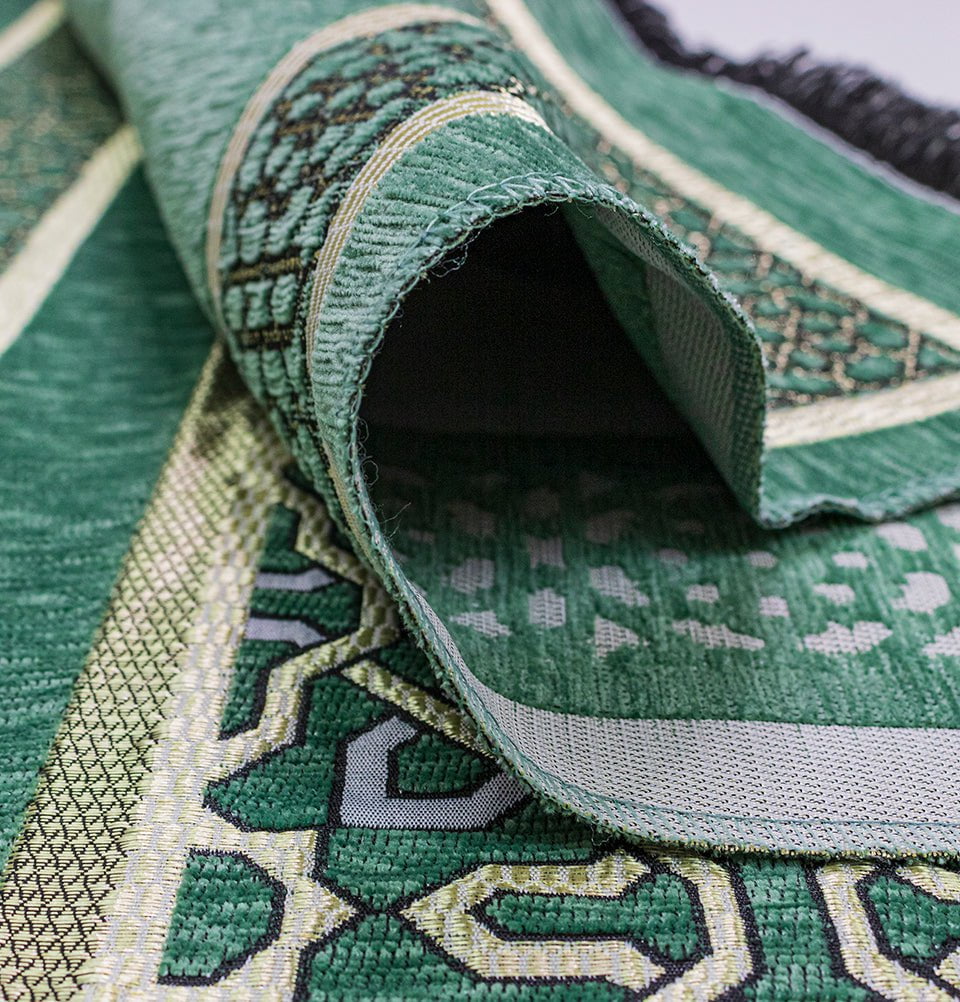 Chenille Embroidered Islamic Prayer Mat Dynasty - Green