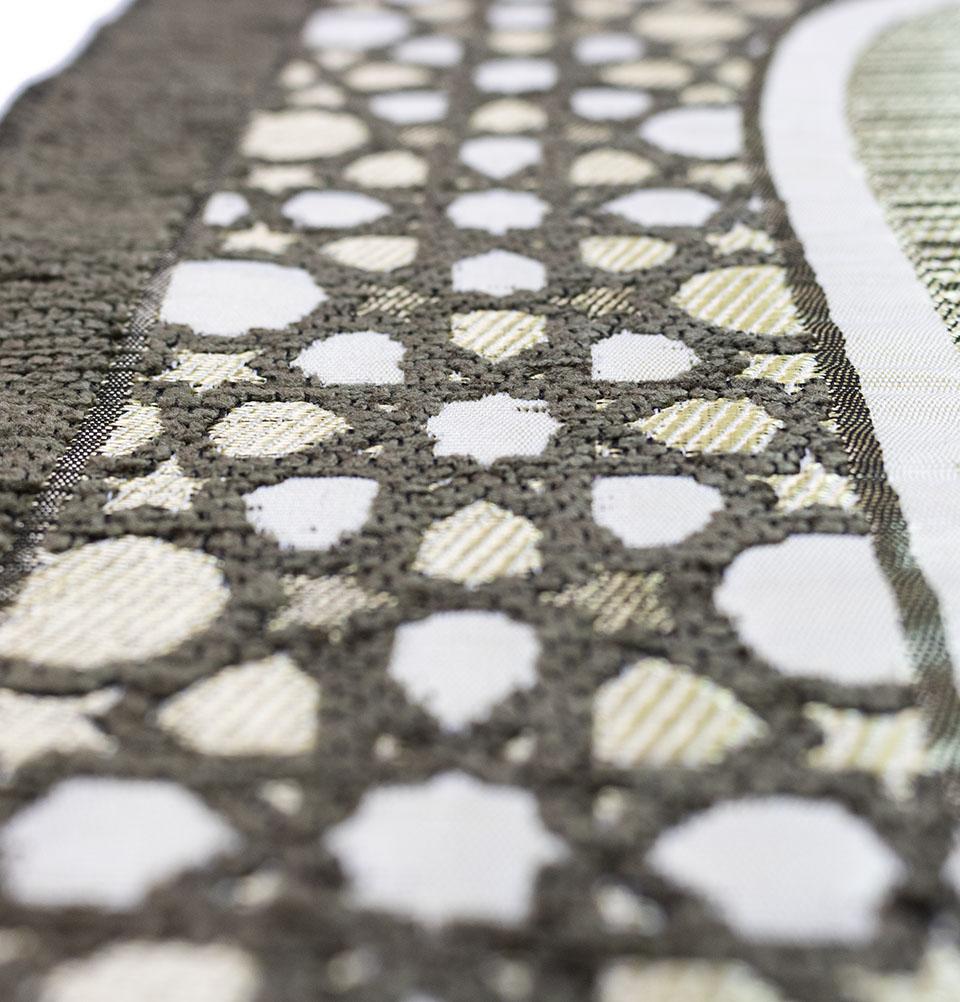 Modefa Prayer Rug Green Chenille Embroidered Selcuk Star Islamic Prayer Mat - Khaki Green