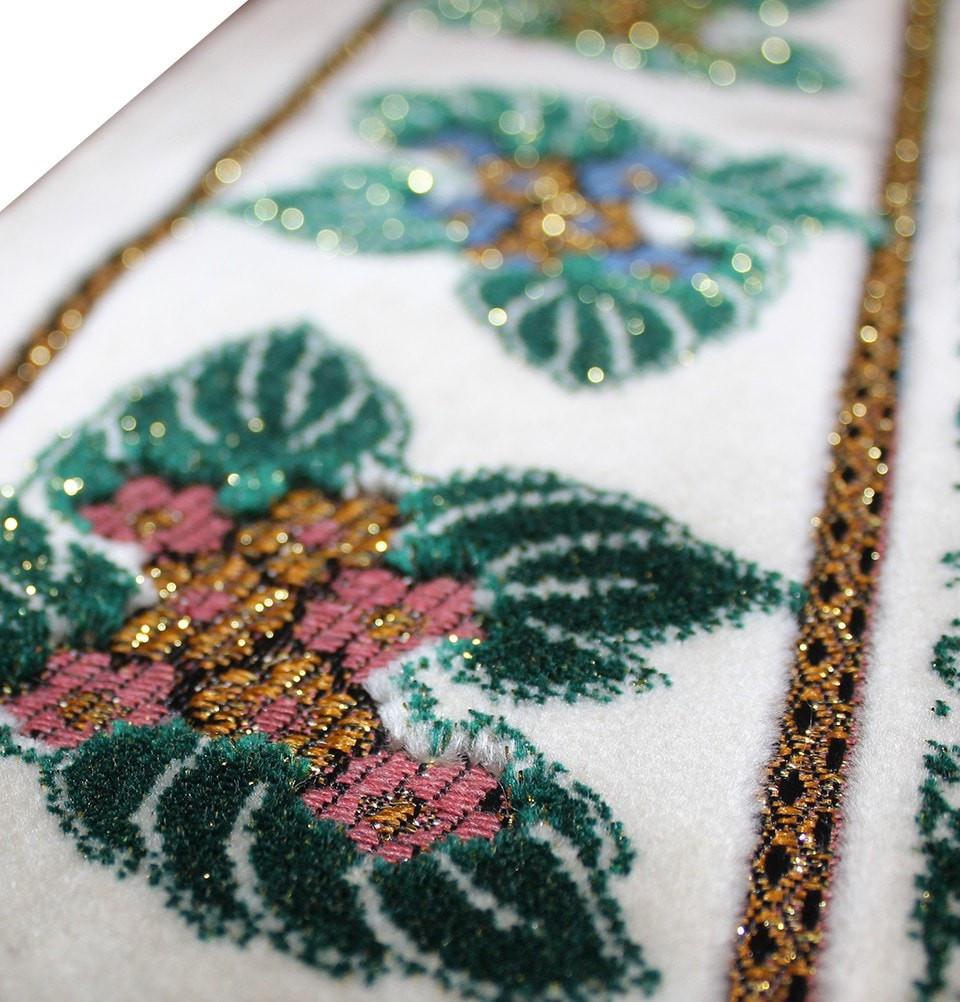 Modefa Prayer Rug Plush Velvet Floral Leaf Prayer Rug Green & Creme - Modefa 