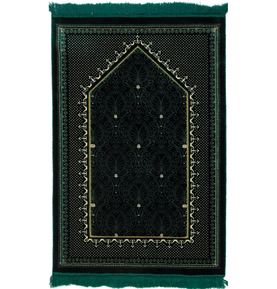 Modefa Prayer Rug Green Double Plush Wide Islamic Prayer Rug Topkapi - Green