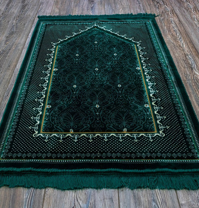 Modefa Prayer Rug Green Double Plush Wide Islamic Prayer Rug Topkapi - Green