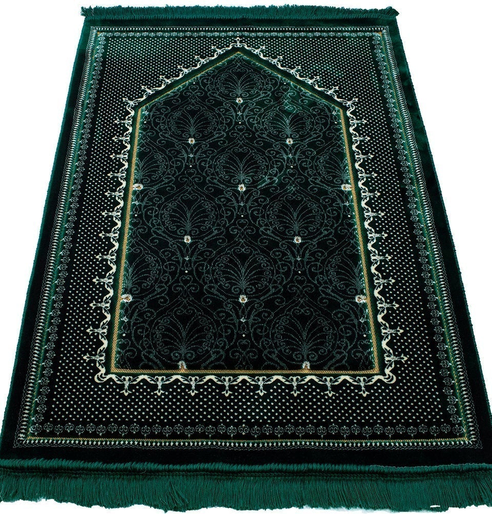 Modefa Prayer Rug Green Double Plush Wide Islamic Prayer Rug Topkapi - Green